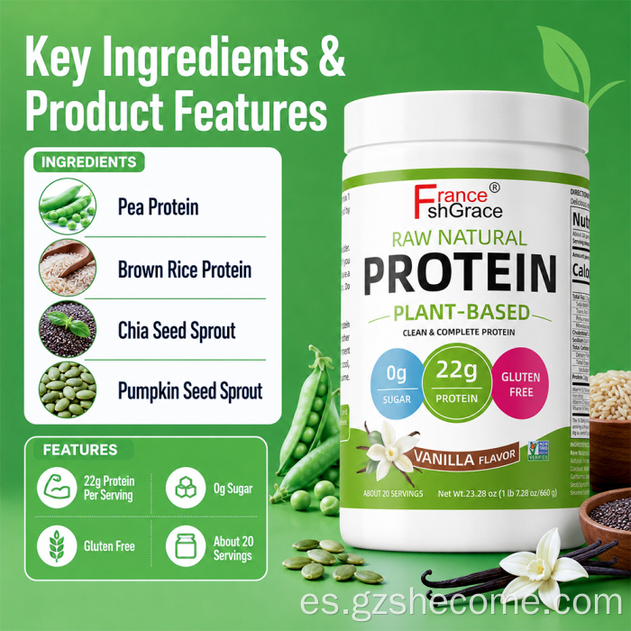 Recuperación muscular en polvo de proteína vegetal Shecome